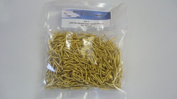 1x4 CSK Pozi Electro Brass Woodscrews 1/2kg Bag